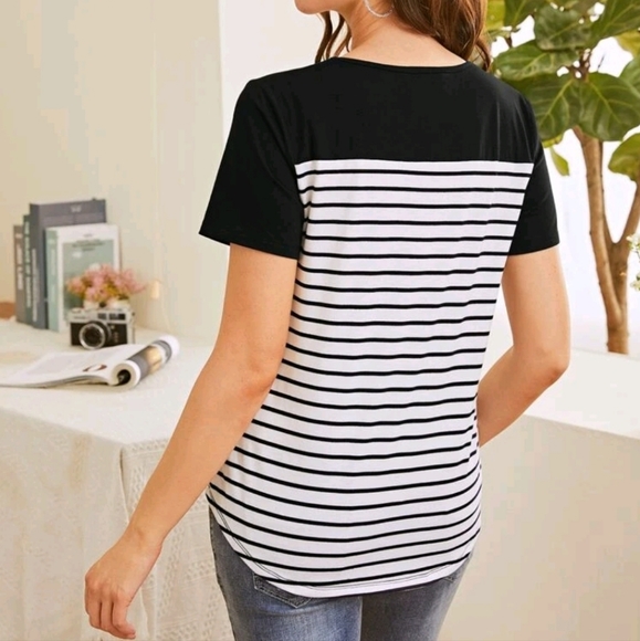 Maternity color block stripped tee - Picture 2 of 2